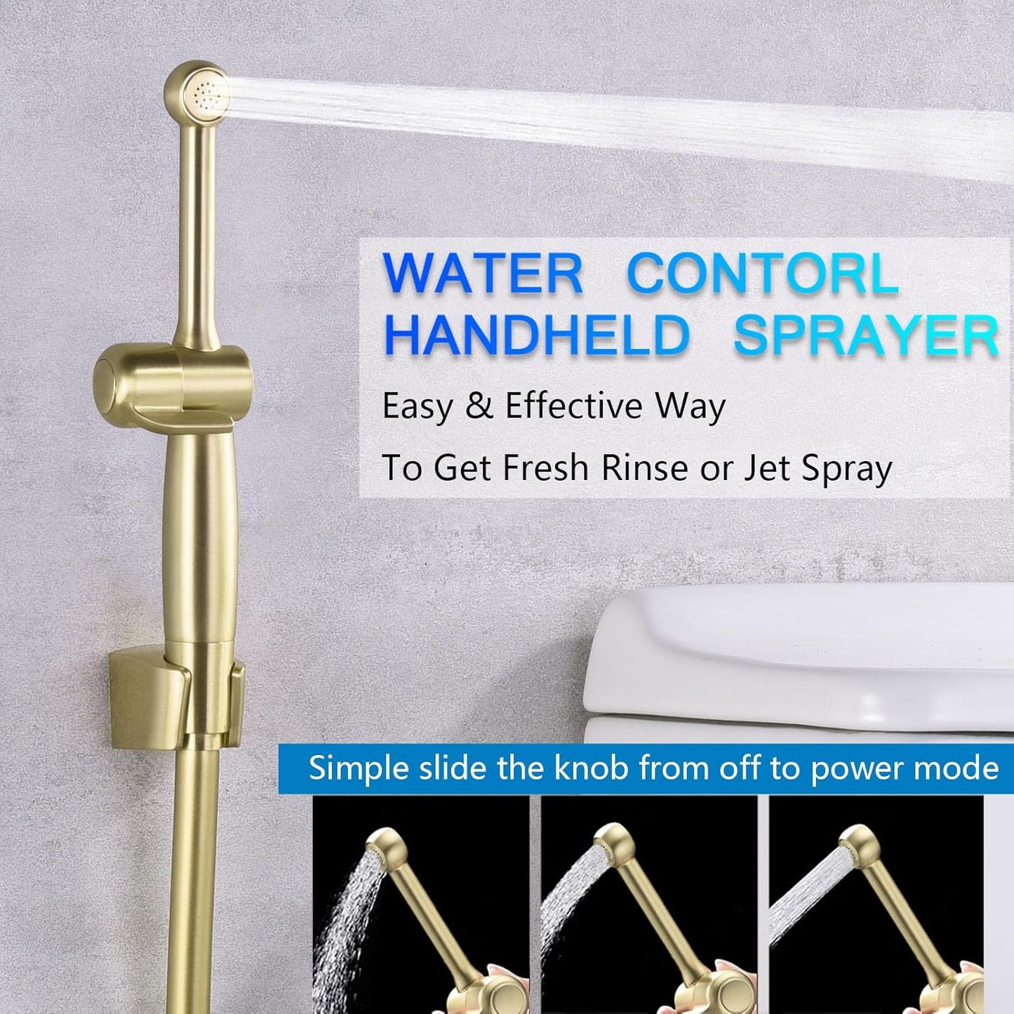 SonTiy Handheld Bidet Sprayer for Toilet, White Cloth Diaper Toilet Sprayer Attachment with Backflow Preventer, Adjustable Water Pressure Toilet Jet Spray for Feminine Wash