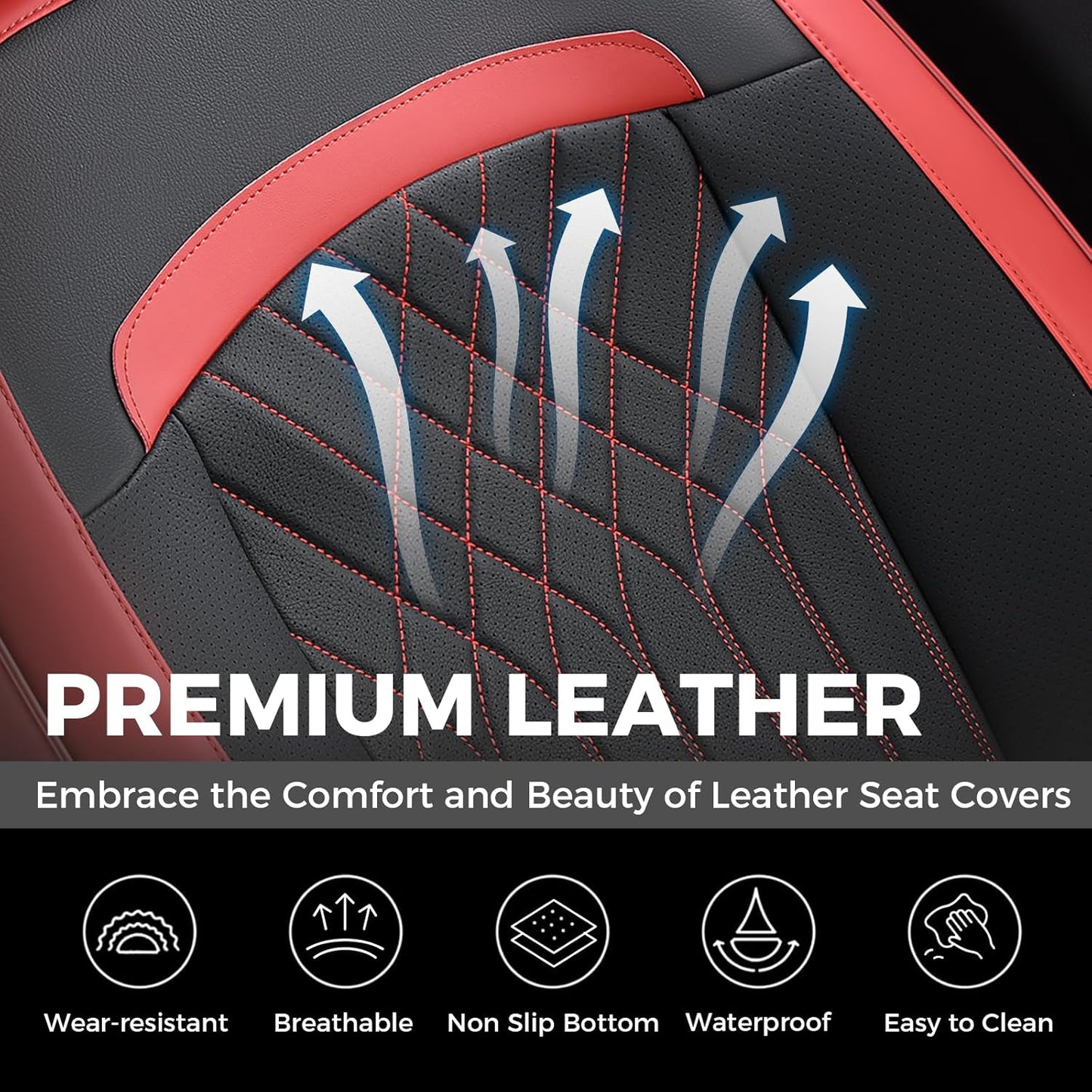 FLORICH Car Seat Covers Front Seat, Leather Seat Covers for Cars, Car Seat Protector Waterproof, Universal Automotive Seat Covers, Front Car Seat Cover Fit for Most Sedans SUV Pick-up Truck