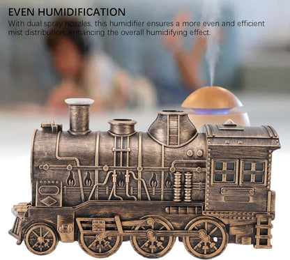 300ml Train Diffusers for Essential Oils, Cool Mist Aromatherapy Diffuser with Dual Nozzles, Quiet Vintage Steam Train Design, 2/8H Timer, for Bedroom, Office, Desktop, Christmas Gift