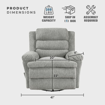 Lexicon Swivel Glider Reclining Chair, Textured Microfiber Manual Recliner, Comfy Nursery Glider Recliner, Swivel Reclining Chair for Living Room/Office/Bedroom/Apartment, Beige