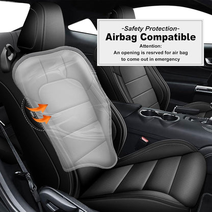 AOMSAZTO Seat Covers for Ford Mustang Coupe 2015 2016 2017 2018 2019 2020 2021 2022 2023 2024 2025 2026, Custom Fit Full Set Faux Leather (New Red)
