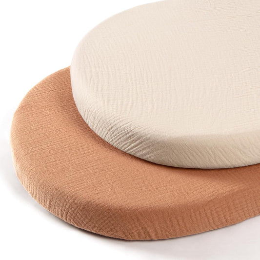 lulumoon Muslin Bassinet Sheets for Baby: Soft Bedside Sleeper Bassinet Fitted Sheets for Boys and Girls