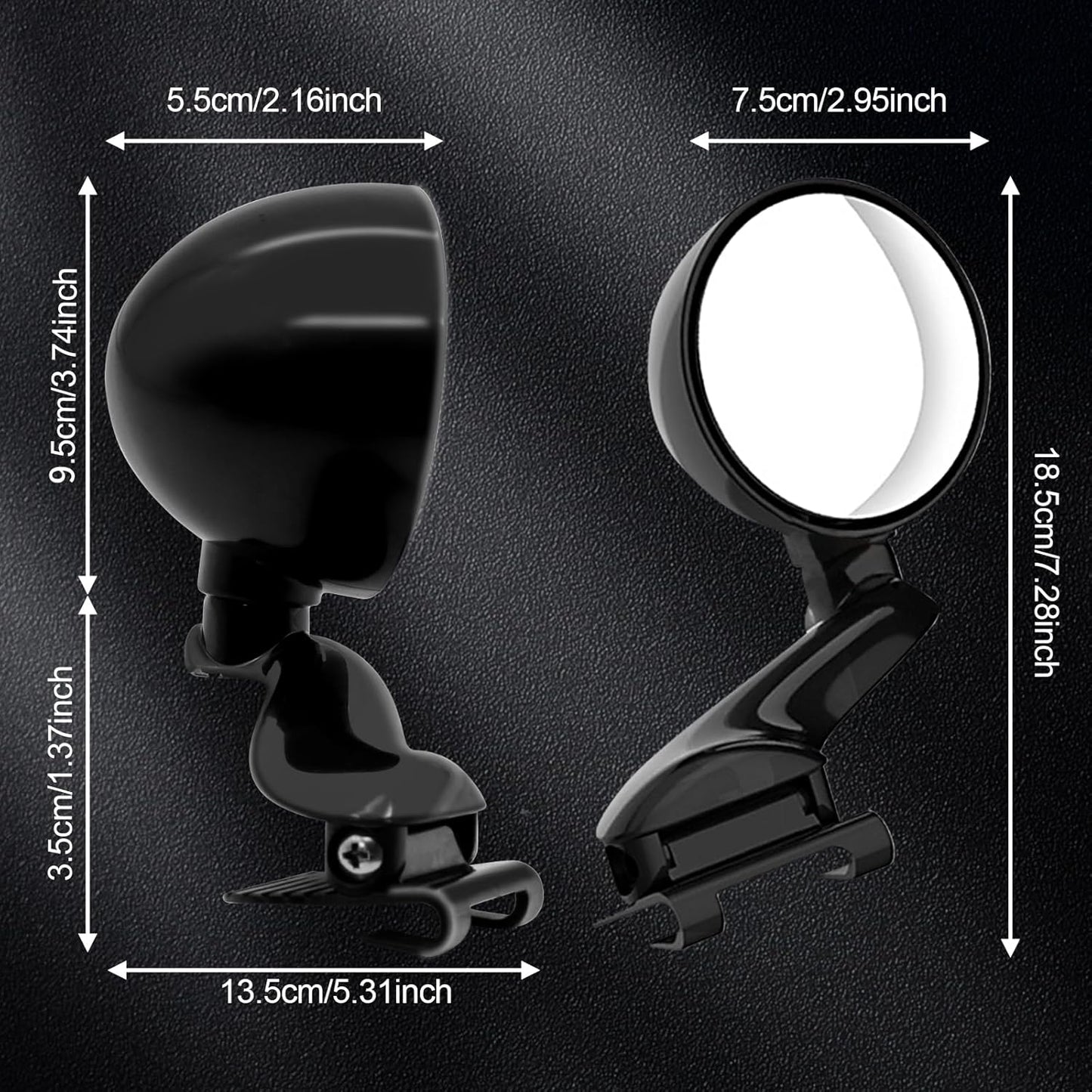 Blind Spot Mirror Adjustable 360 Degree Car Side Mirror, HD Glass Rear View Exterior Accessories Frame Thickness Less than 5MM for Car SUV (long-armed Right)