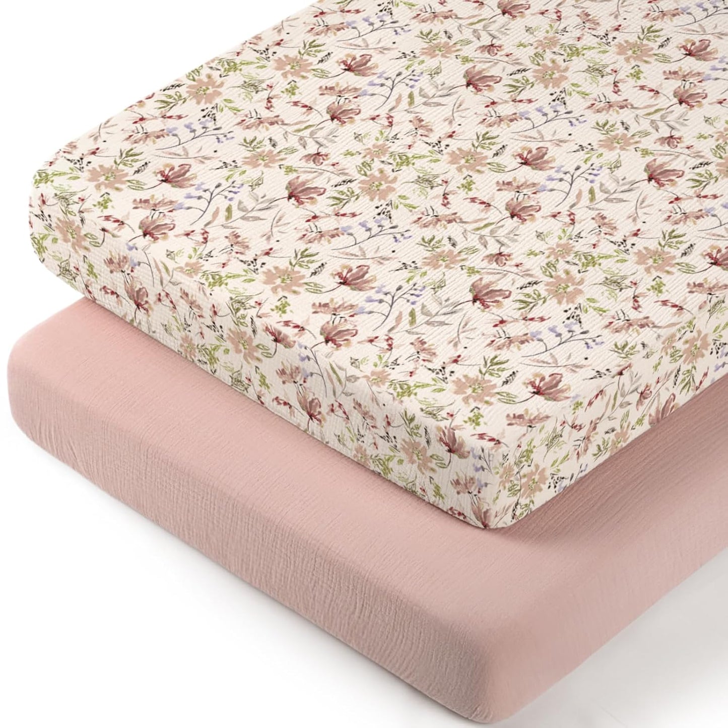 lulumoon Baby Bassinet Sheets Muslin: Cotton Bedside Bassinet Sheets Leaf for Boys - Fitted for Bedside Sleeper Mattress