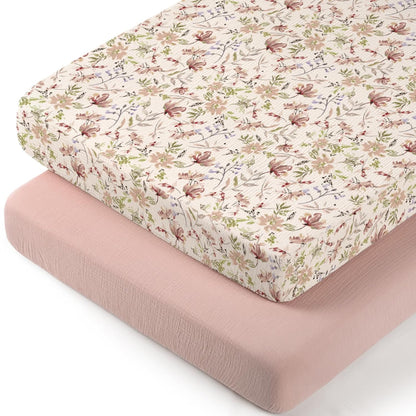 lulumoon Baby Bassinet Sheets Muslin: Cotton Bedside Bassinet Sheets Leaf for Boys - Fitted for Bedside Sleeper Mattress