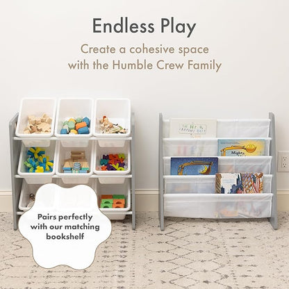 Humble Crew Toy Storage Organizer with 9 Removable Storage Bins for Kids Playroom, 3-Tier Toddler Toy Organization and Storage, Grey/White
