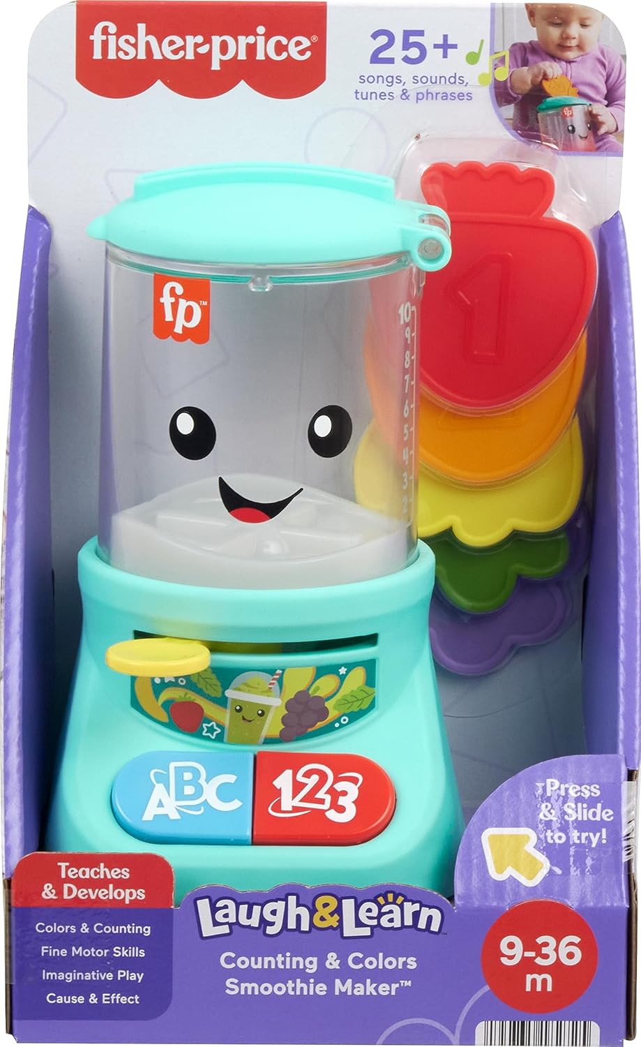 Fisher-Price Baby & Toddler Toy Laugh & Learn Counting & Colors Smoothie Maker Pretend Blender with Music & Lights for Infants Ages 9+ Months