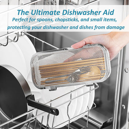 Stainless Steel Dishwasher Basket for Utensils - 18/8 Food-Grade, Custom Fit Size Secure Hold Design Prevents Slipping | Food-Grade Metal & 10-Mesh Drying Tech