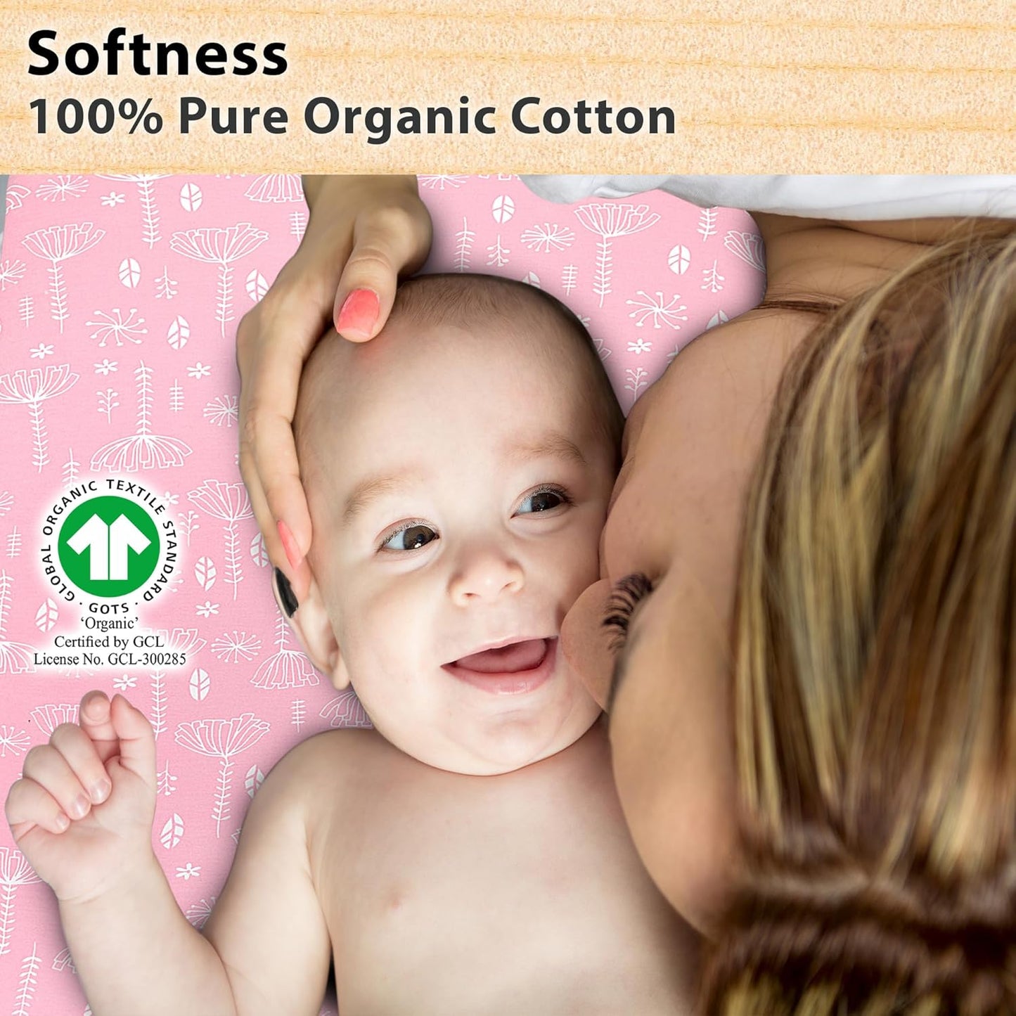 3-Pack Bedside Sleeper Bassinet Sheets | GOTS Certified Organic 100% Muslin Cotton | Ultra Soft & Breathable | 33×20×4” Fitted Sheets | Universal Fit 29–33” x 17–21” Pads