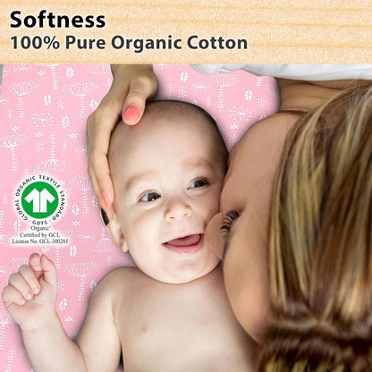 3-Pack Bedside Sleeper Bassinet Sheets | GOTS Certified Organic 100% Muslin Cotton | Ultra Soft & Breathable | 33×20×4” Fitted Sheets | Universal Fit 29–33” x 17–21” Pads