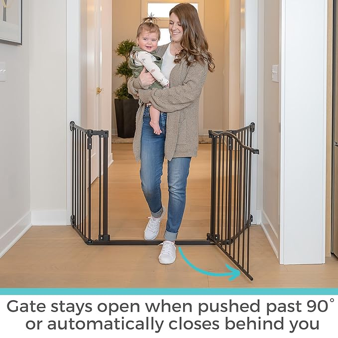 Toddleroo by North States - Deluxe Décor Safety Gate: Hardware Mounted Extra Wide Metal Baby Gate - Adjustable Child Gate - 38.3 to 72 Inches Wide - 30 Inches Tall - Matte Bronze