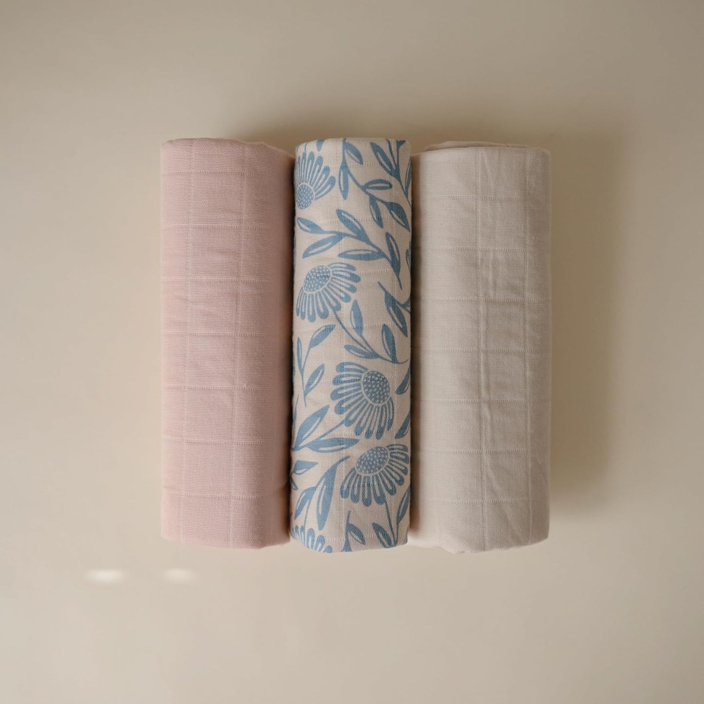 mushie Water Repellent Changing Pad Liners | Made with Organic Cotton | Set of 3 (Pastel Blooms Combo)