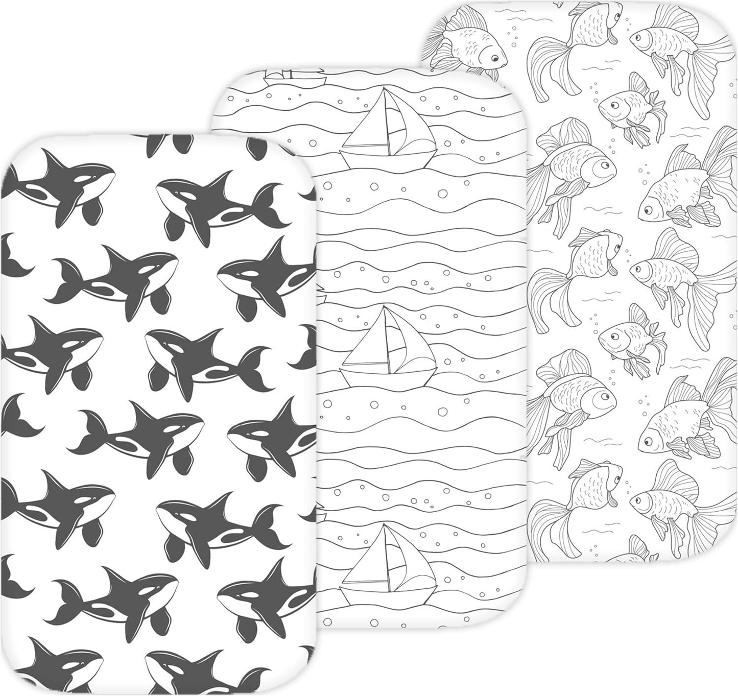 Bassinet Sheets for Papablic, CoZee, Cowiewie, Ezebaby, Nawahev Baby Bassinet Bedside Sleeper by TansyPanda, 3PC, 33x20, Ultra Soft, Breathable Snug Fit, Unisex Boys Girls, Gray White (Space Rockets)
