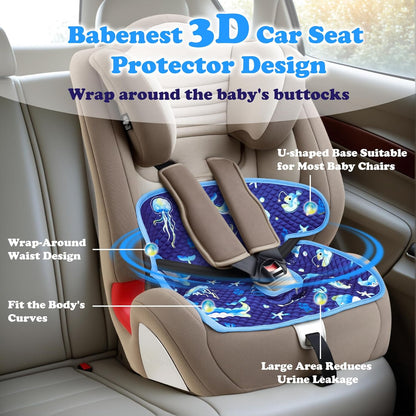 Babenest Car Seat Potty Protector Cover -Waterproof Carseat Training Liner for Baby &Toddler Shower Gift, Dry Piddle Pee Pad with Fun Designs for Strollers & Infant Car Seats (2pcs Pink)
