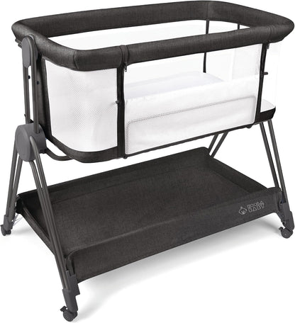 KOOLABABY Baby Bedside Sleeper - Bassinet & Bedside Crib with Height Adjustment & Wheels - Can Be Placed Next to Bed - Attaches to Parents Bed - Easy to Fold & Carry Bassinet for Girls (Pink)