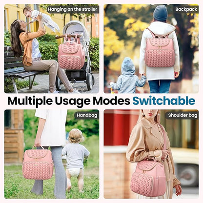 Tealari 4 in 1 Convertible Diaper Bag Backpack,Waterproof Baby Diaper Bag with Changing Pad,Converts into Baby Tote Bag,Diaper Backpack,Stroller Bag and Crossbody Diaper Bag