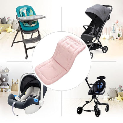 Baby Stroller Cushion, Infant Car Seat Insert-Universal Breathable and Soft Newborn Stroller Mat-100% Cotton Cover Toddler Seat Pad Liner for Stroller, 34x78cm,1 Pack（Grey+Pink）