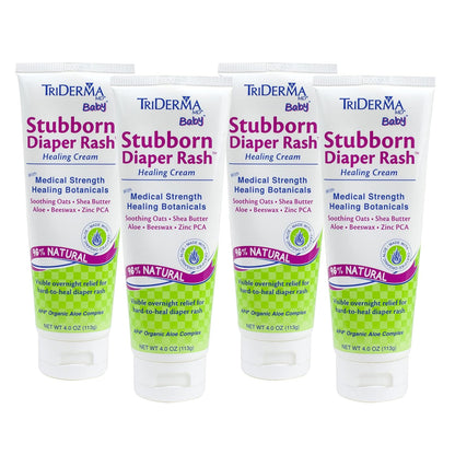 TriDerma MD Baby Stubborn Diaper Rash Relief Cream, Healing for Hard-to-Heal Diaper Rash, Treat and Prevent Diaper Rash and Seal Out Wetness, Non-Greasy Diaper Rash Ointment 4.0 Ounce