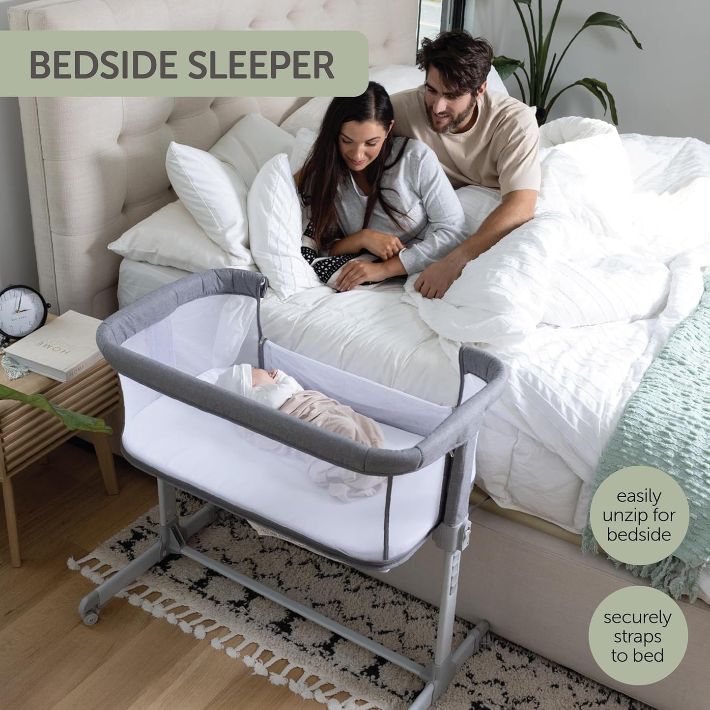 KoolerThings 3 in 1 Baby Bassinet, Bedside Sleeper, & Playpen, Easy Folding Portable Crib (Black)- KoolaBaby (Mesh Bassinet)