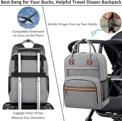 Tenot Diaper Bag Backpack Tote with Insulated Pockets for Men Baby Boys Girls Newborn Unisex Tactical Large Capacity, Multifunctional Waterproof Grey