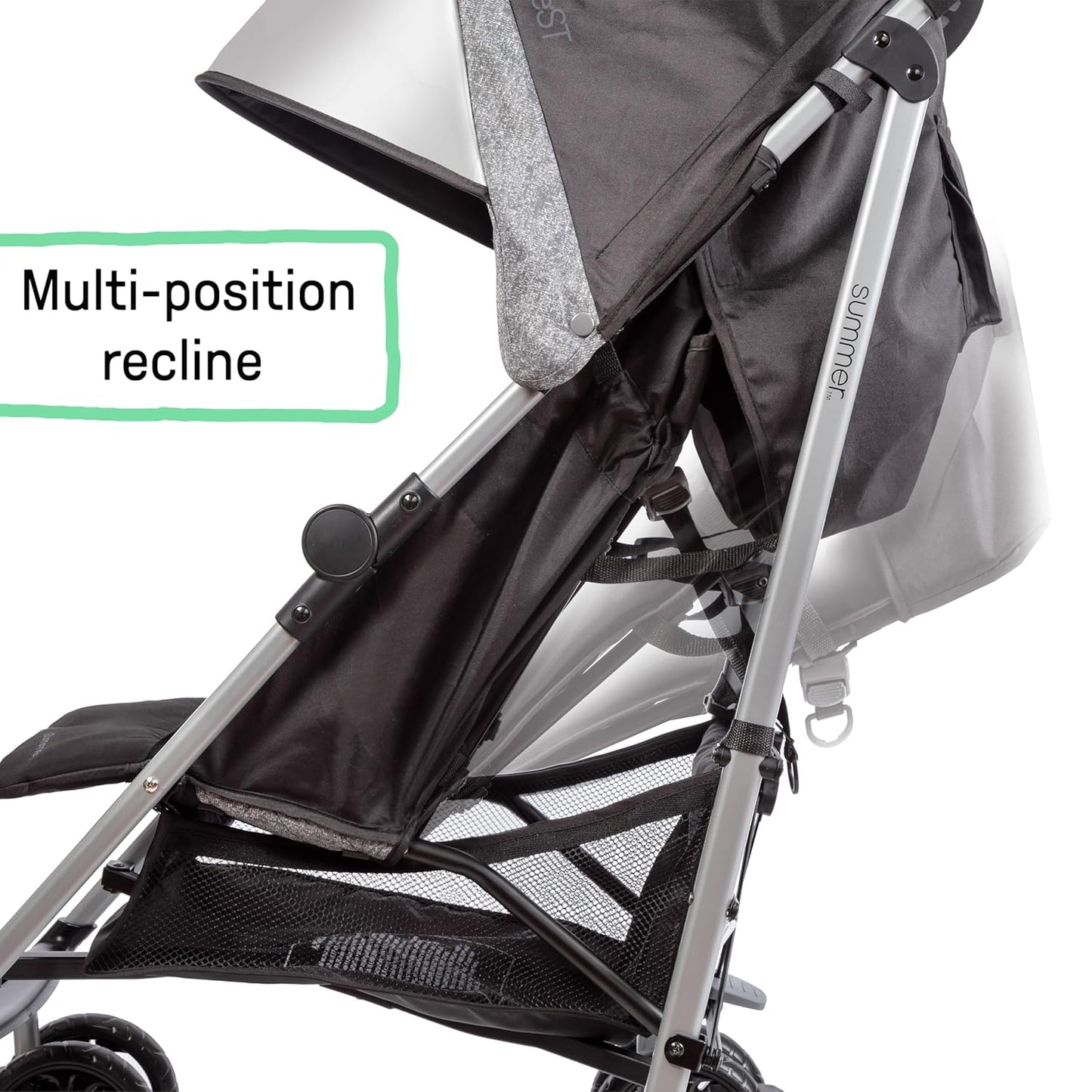 Summer Infant Ingenuity 3Dlite Convenience Stroller,Jet Black–Lightweight Stroller with Aluminum Frame,Large Seat Area, 4 Position Recline, Extra Large Storage Basket– Infant Stroller for Travel&More