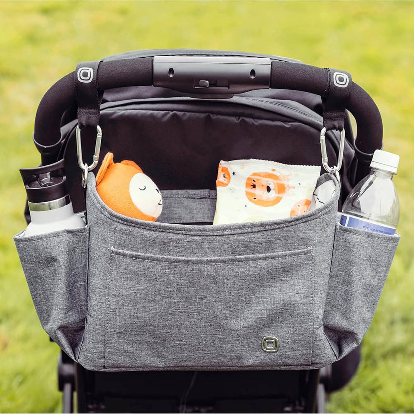 Diono Buggy Buddy Universal Stroller Organizer with Cup Holders, Secure Attachment, Zippered Pockets, Safe & Secure, Gray