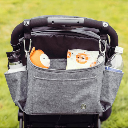 Diono Buggy Buddy Universal Stroller Organizer with Cup Holders, Secure Attachment, Zippered Pockets, Safe & Secure, Gray
