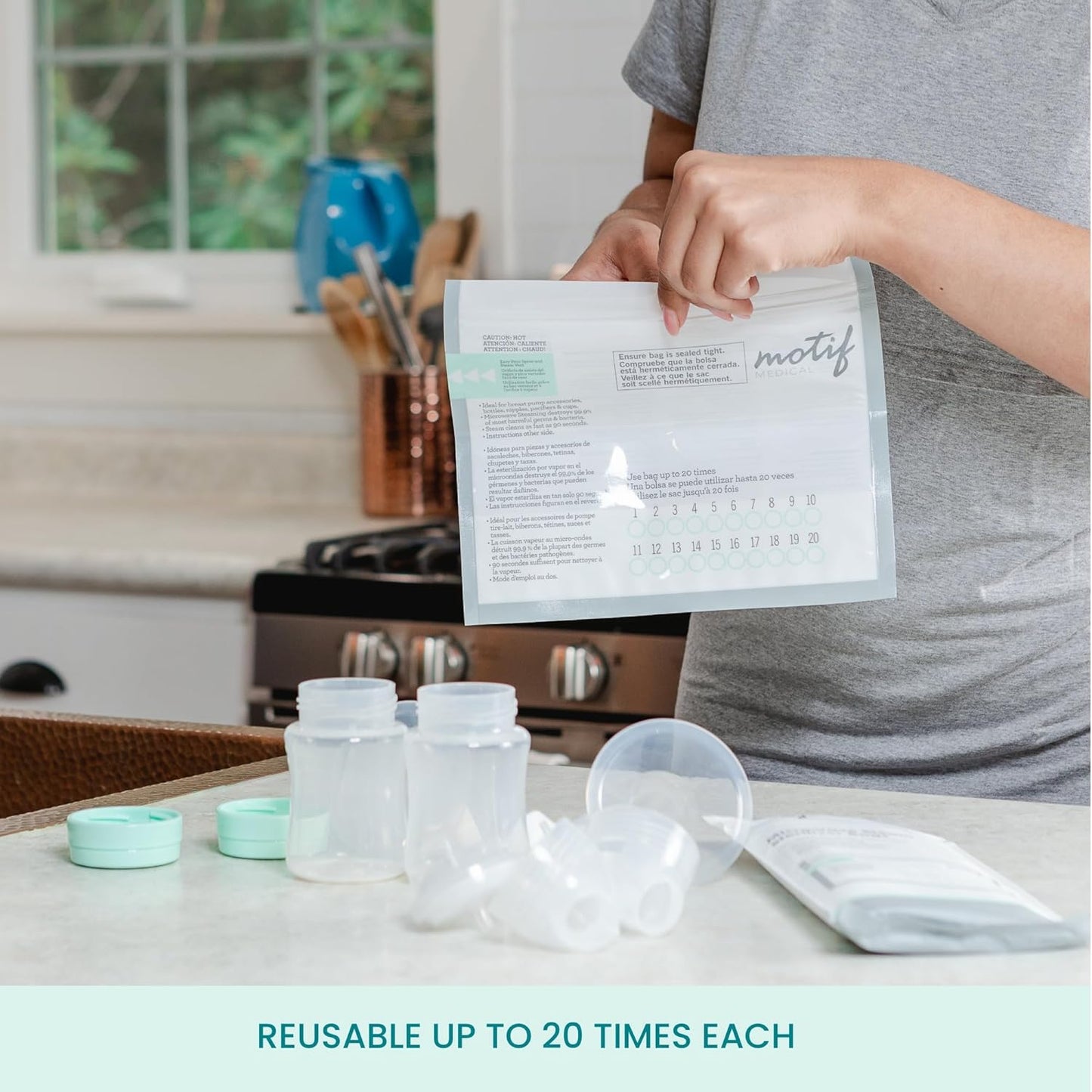 Motif Medical, Breast Pump Parts and Accessories Microwave Steaming Bags - Pack of 7