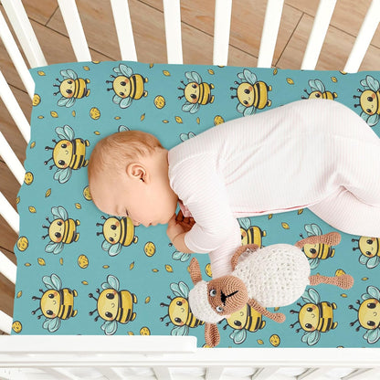 Fitted Crib Sheets Pink Checkered and Bows Stretchy Portable Playard Sheets for Baby Toddler, Breathable Soft Mini Crib Mattress 39 x 27 in for Boys and Girls