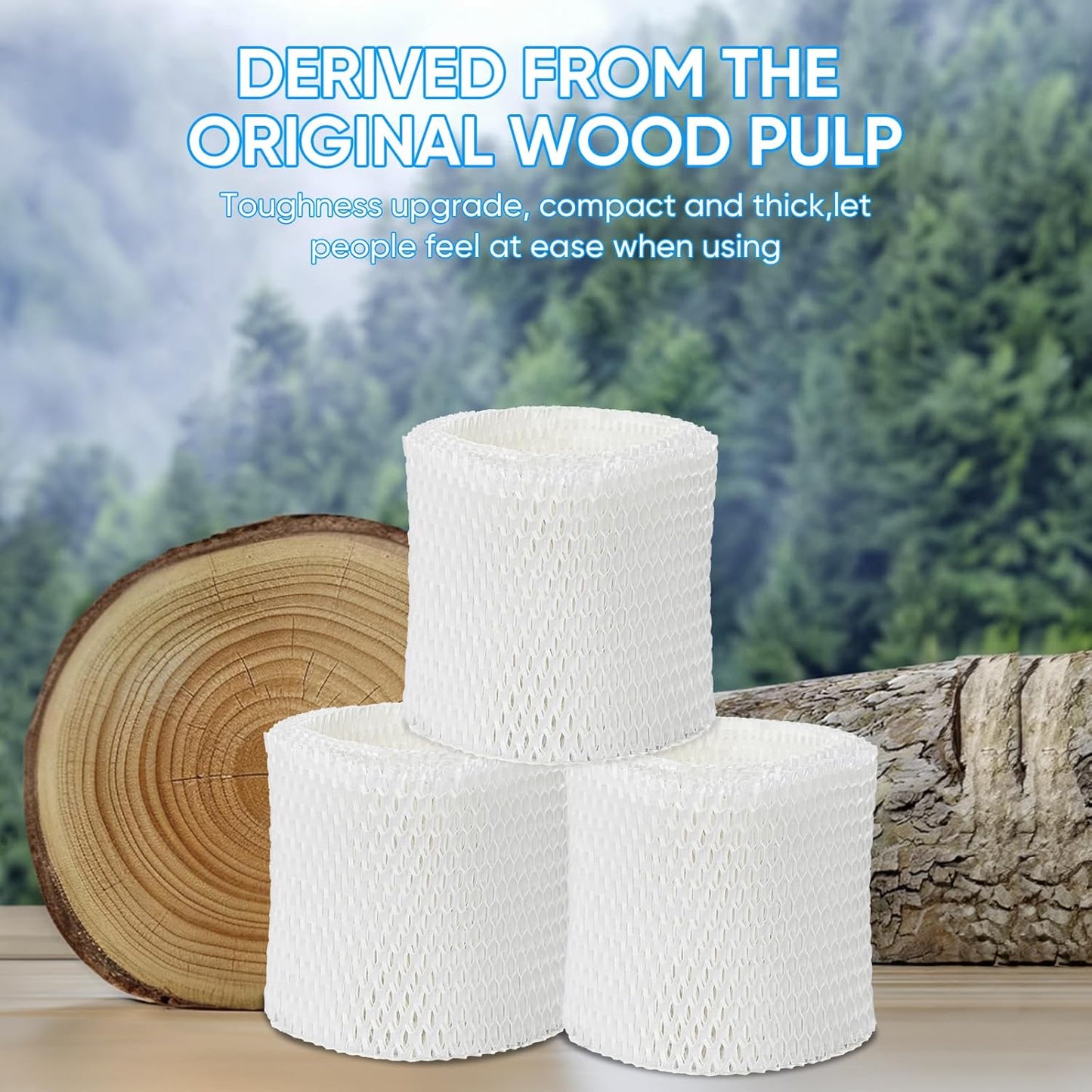 Humidifier Filter Replacement Compatible with Canopy Bedside and Nursery Humidifier, Made with Wood Pulp, Paper Filter, 3-Pack