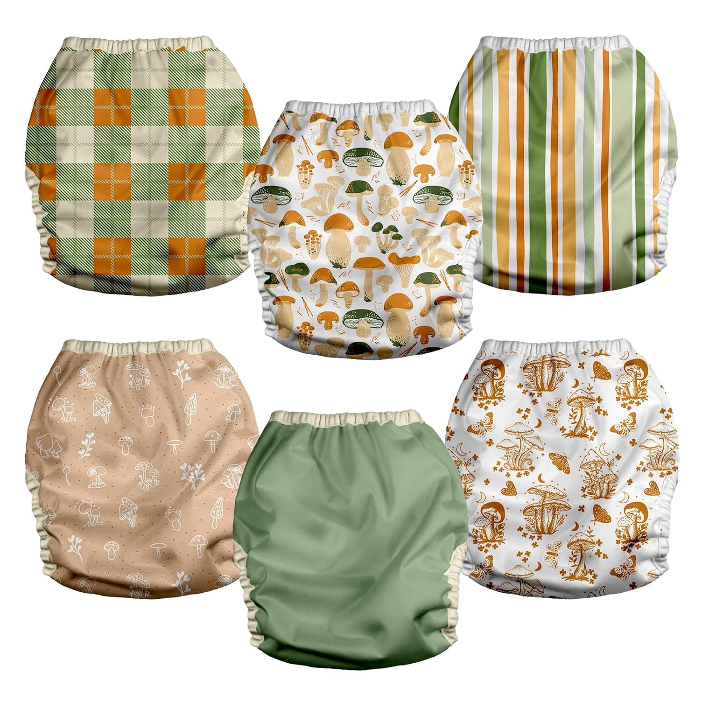 Mama Koala Reusable Adjustable Cloth Diaper Covers with Double Gusset for Girls and Boys, Snap Closure, Size M(Simply Neautrals)