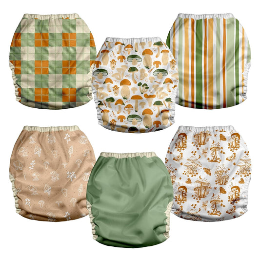 Mama Koala Reusable Adjustable Cloth Diaper Covers with Double Gusset for Girls and Boys, Snap Closure, Size M(Simply Neautrals)