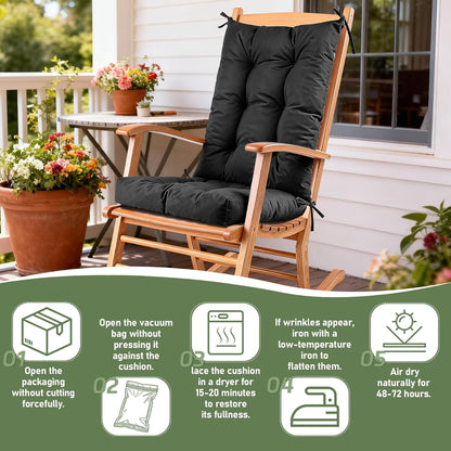 Rocking Chair Cushion with Ties Non-Slip Outdoor Rocking Chair Cushion Set Waterproof Fade-Resistant Porch Garden Patio Glider Rocker Cushions