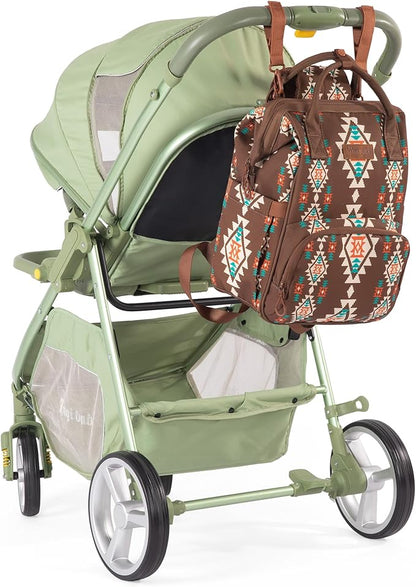 Montana West Wrangler Diaper Bag Backpack Aztec Travel Backpack Purses Western Multi-Function Baby Bags for Mom with Waterproof Insulated Pockets