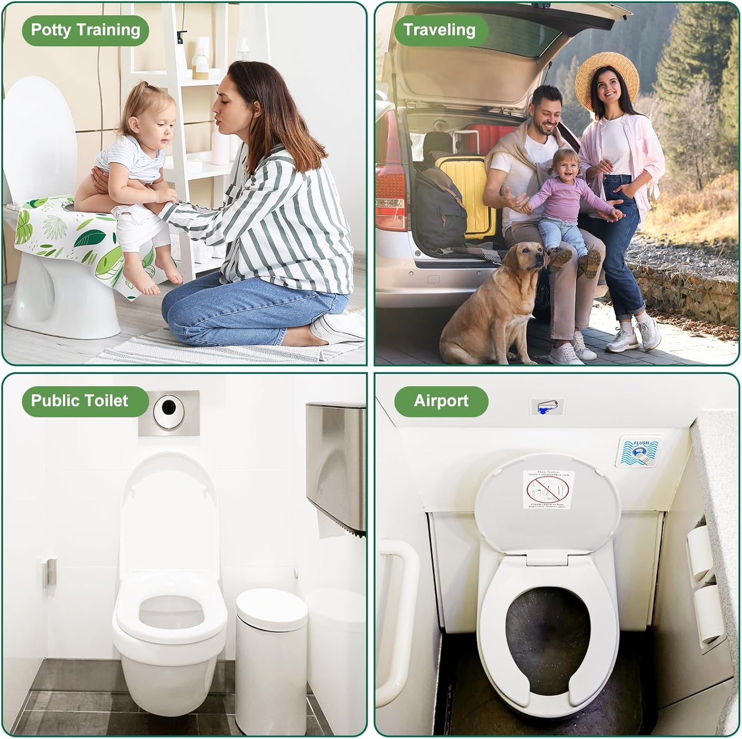 30 Pack Toilet Seat Covers Disposable, Large Waterproof Potty Covers for Toddlers, Kids, and Adults, Individually Wrapped for Travel, Toddler Potty Training for Public Restroom, Airplane, Trip