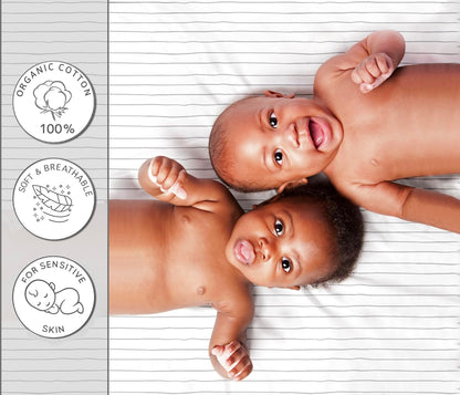 100% Organic Cotton 2 Pk Bedside Sleeper Bassinet Fitted Mattress Sheets Perfectly Compatible with Mika Micky, Baby Delight, Ronbei, Chicco, Cloud Baby, AMKE, Angelbliss, Arm's Reach. Cloud, Stripe