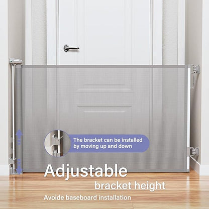 Retractable Baby Gates Extra Wide, PRObebi Retractable Dog Gate for the House Extends to 54" Wide 34" Tall, Gates for Baby Indoor, Stair Gate for Outdoor, Staris, Hallways, Doorways, Deck, Porch