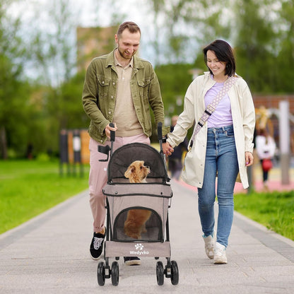 Wedyvko Travel Portable Dog Stroller, Pet Stroller for Small Puppy Dogs & Cats, Up to 33 lbs, Black