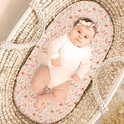 lulumoon Baby Bassinet Sheets Muslin: Cotton Bedside Bassinet Sheets Leaf for Boys - Fitted for Bedside Sleeper Mattress