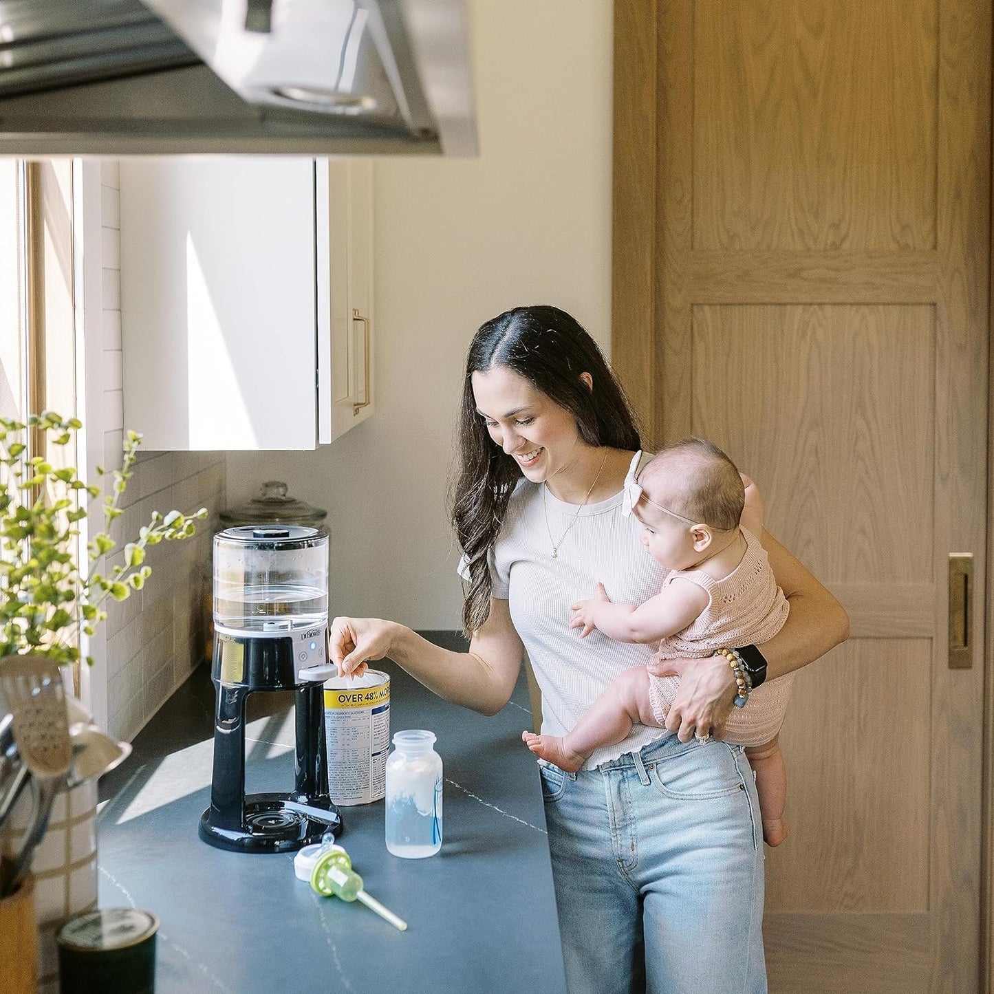 Dr. Brown's Insta-Prep Warm Water Dispenser with Baby Formula Mixing Pitcher, 36oz Olive