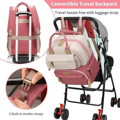 Legestori Diaper Bag Backpack, Baby Girl Diaper Bag, Large Diaper Bag Backpack Gift for Girls, Baby Diper Backpack for Travel with Insulated Pockets and Stroller Straps