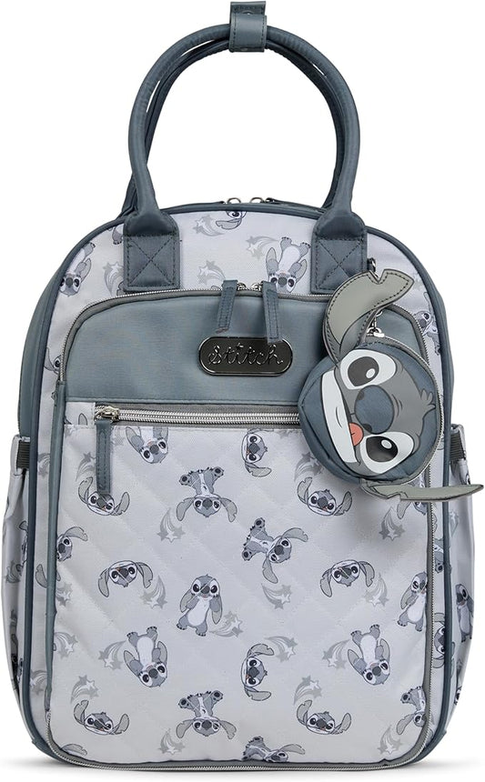Disney Diaper Bag Backpack with Changing Pad Stich – 16” Nylon Baby Bag for Parents, Insulated Bottle Holders, Multiple Storage Pockets
