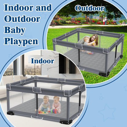 Jixrolyn Small Playpen for Babies and Toddlers, 36"x36", Soft Breathable Mesh, Anti-Slip Base, Mini Baby Play Yard with Pull-Up Ring