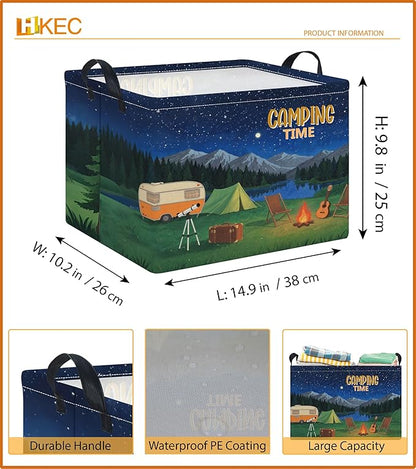 Rectangle Storage Basket with Handles,Collapsible Storage Bin,Books Box,Gift Basket(Camping)