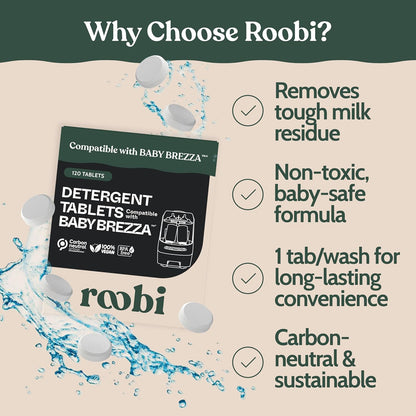 Roobi Descaling Solution Compatible with Baby Brezza. Specially Formulated to Clean & Descale Baby Appliances. Up to 2 Uses per Bottle, 2 Pack. Carbon Neutral.