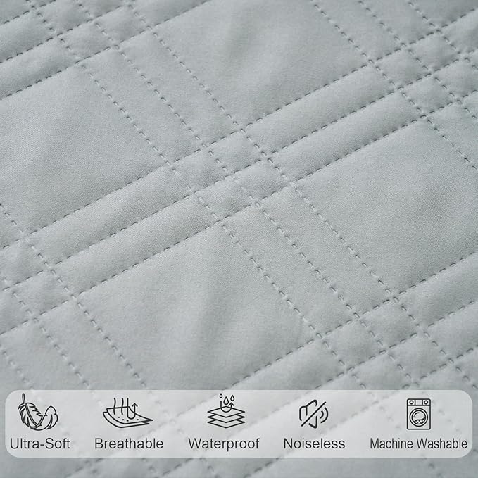 david's kids 2 Pack Waterproof Mini Crib Mattress Protector, Fit Pack N Play, Playard and Mini Crib Mattresses, Ultra Soft Breathable Pad Cover for Boys Girls Neutral, White & Grey Checker