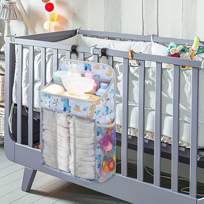 Accmor Hanging Baby Diaper Caddy Organizer, Diaper Stacker, Baby Crib Hanging Classified Storage Bag Organizer for Changing Table, Crib, Playard or Wall & Nursery Organization, Grey