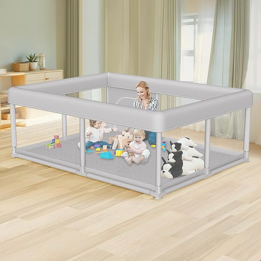 Hiaksedt Large Baby Playpen 65x50 Inch, PlayPen for Babies and Toddlers, Sturdy Safety Play Yard for Indoor & Outdoor with Zipper Gate
