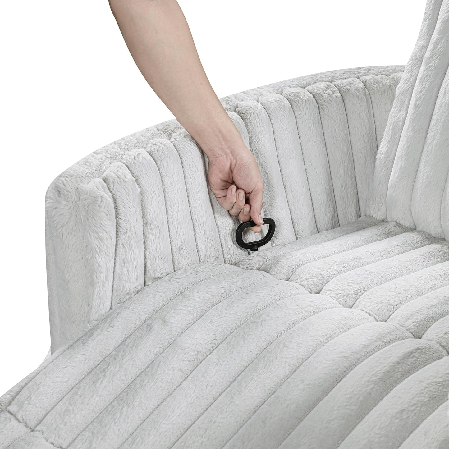 Lexicon Modern Swivel Glider Recliner Chair, Nursery Glider, Corduroy Fabric Upholstery Recliner with High Back, Manual Recliner Sofa Chair for Living Room/Office/Apartment, Gray