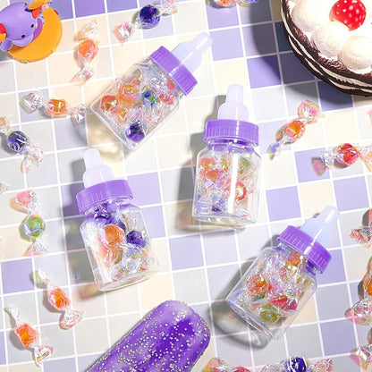 36 Pcs 3.5 Inch Baby Bottle Shower Favor Mini Plastic Candy Bottle Clear Bottles for Baby Shower Mini Feeding Candy Box for Party Favor Gift Decor(Blue)